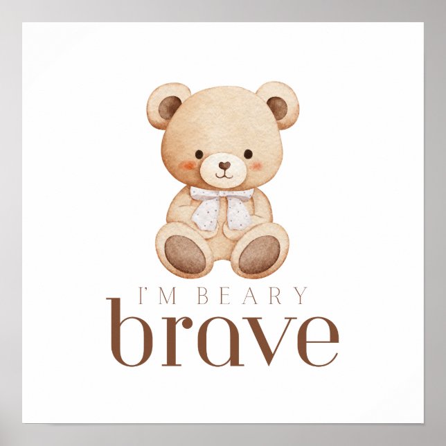 Poster beary brave childhood cancer sick kids cute sign (Frente)