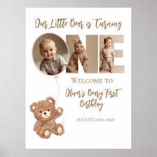 Poster Beary First Birthday Little Bear Foto de Boas-vind