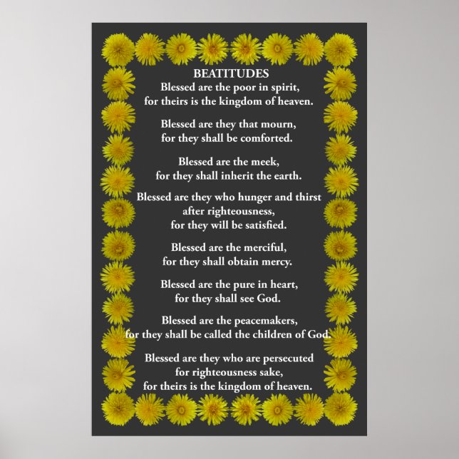 Poster Beatitudes em uma moldura de Dandelion (Frente)
