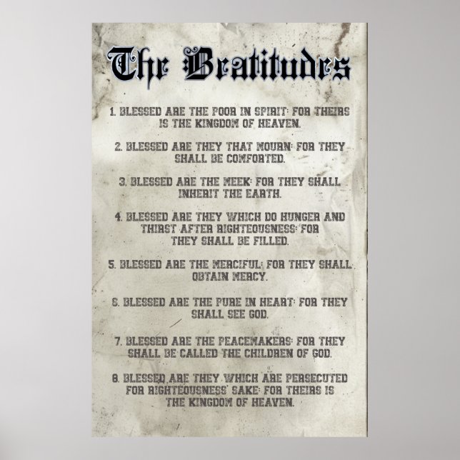 Poster Beatitudes Gospel de Matthew Sermon no Monte (Frente)