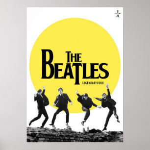 Poster beatles, rock clássico, banda de vintage, música b
