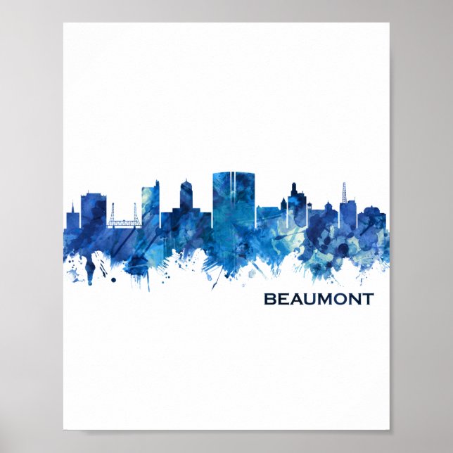 Poster Beaumont Texas Skyline Blue (Frente)