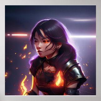 Poster Beautiful Asian Girl Shoots Fire From Eyes