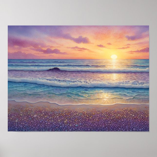Poster Beautiful Beach Waves and Shore Art (Frente)