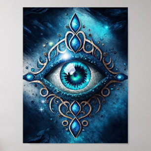 Poster Beautiful Blue All Seeing Eye Inspirational