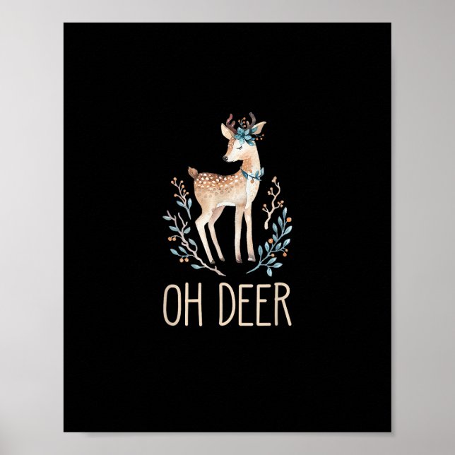 Poster Beautiful Funny Deer Oh Deer Modern Design  (Frente)