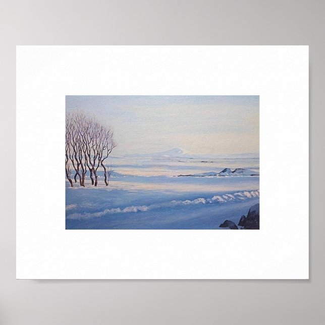 Poster Beautiful Icelandic winter landscape painting art  (Frente)