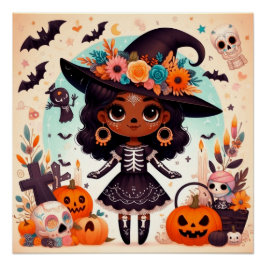Pôster Beautiful little witch halloween party
