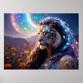 Poster Beautiful Mythic Tiger Goddess with Saturn Rising