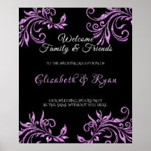 Beautiful Pink Glitter Swirls Wedding Welcome
