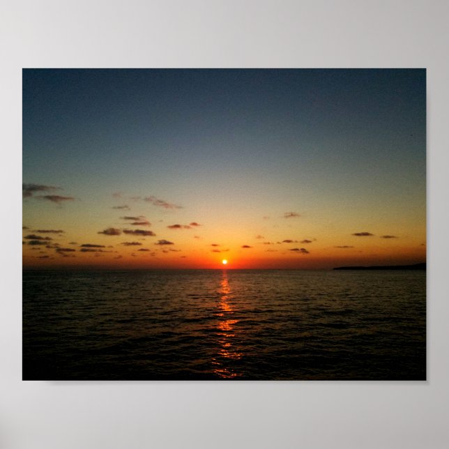 Pôster beautiful sunset ocean yellow orange red (Frente)