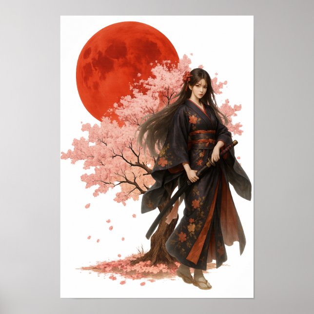 Poster Beautiful Warrior | Oriental Japanese Art (Frente)