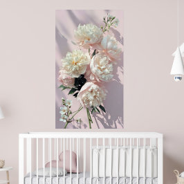 Poster Beautiful White & Pink Peonies On Pink Background