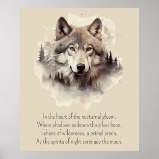 Poster Beautiful Wolf Head and Poem  II