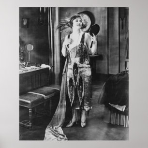 Poster Beautiful Woman Flapper Dress 1920s Style