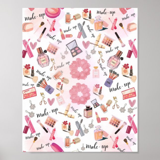 Poster "Beauty Station" Makeup Illustration Wall Art (Frente)