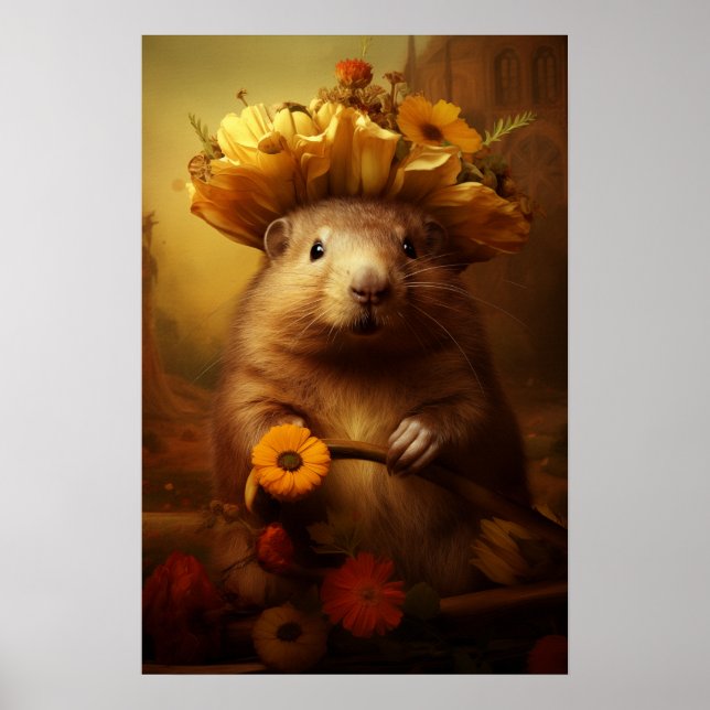 Poster Beaver com seguidores na cabeça (Frente)