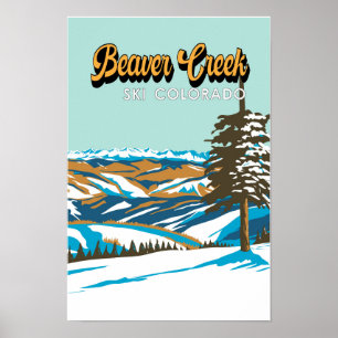 Poster Beaver Creek Ski Area Winter Colorado Vintage