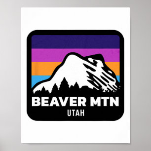 Poster Beaver Mountain Utah Esquiando Snowboard Family Sk