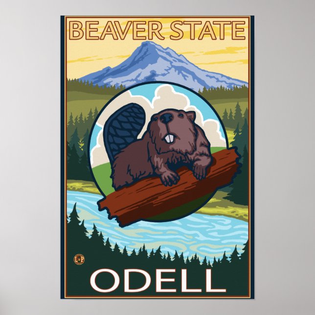 Pôster Beaver & Mt. Hood - Odell, Oregon (Frente)