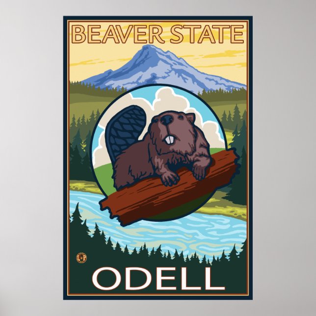 Poster Beaver & Mt. Hood - Odell, Oregon (Frente)