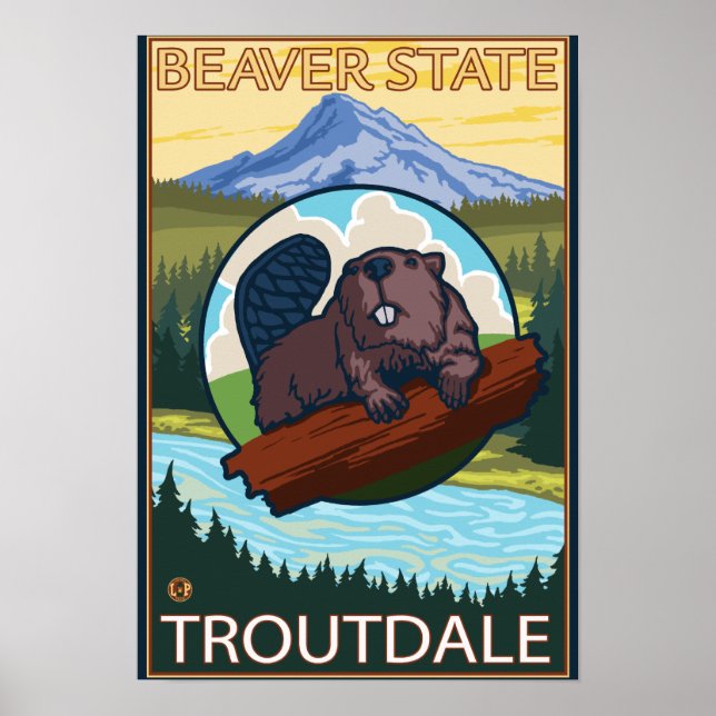 Poster Beaver & Mt. Hood - Troutdale, Oregon (Frente)