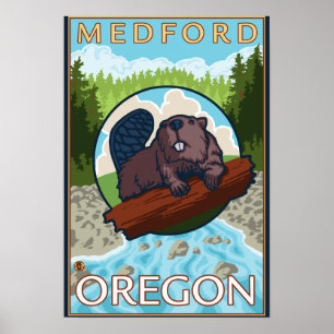 Pôster Beaver & River - Medford, Oregon