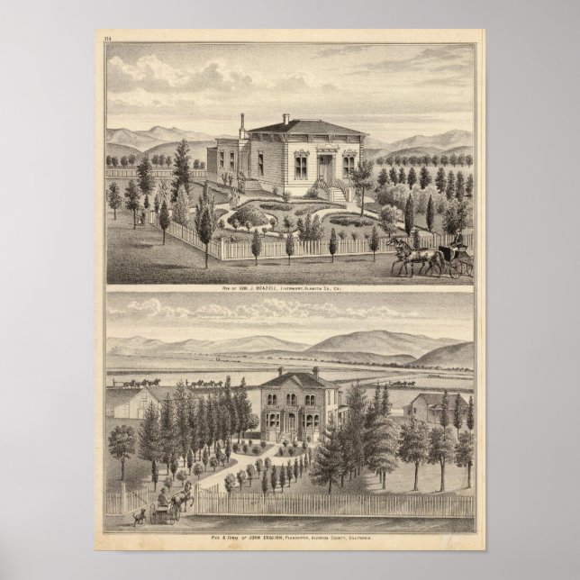 Pôster Beazell, residências inglesas, fazendas (Frente)