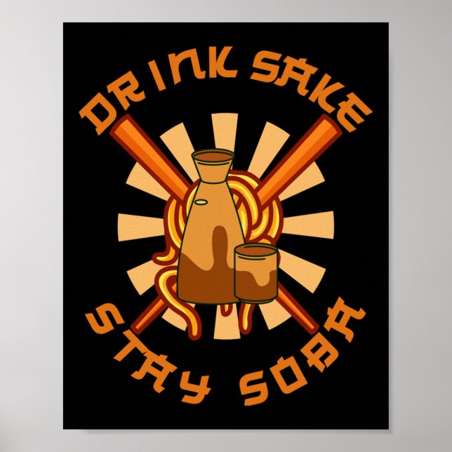 Poster Beba Sake Fique Soba Engraçado Amantes De Alimento (Frente)