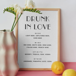 Poster Bebado apaixonado. Bebidas de casamento modernas m