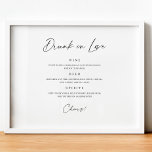 Poster Bebado no menu Bar Mínimo Sinal de Bebida de Casam<br><div class="desc">Nosso sinal de bar do menu de bebidas é perfeito para ser exibido no bar para que os convidados possam escolher quais bebidas estão disponíveis no seu evento.</div>