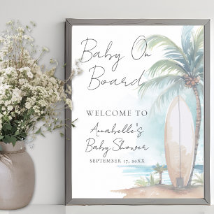 Poster Bebê a Bordo Sinal de Boas-Vindas para Chá de Bebê