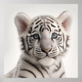 Poster Bebê Adorável do Tigre Branco Siberiano Retrato | 