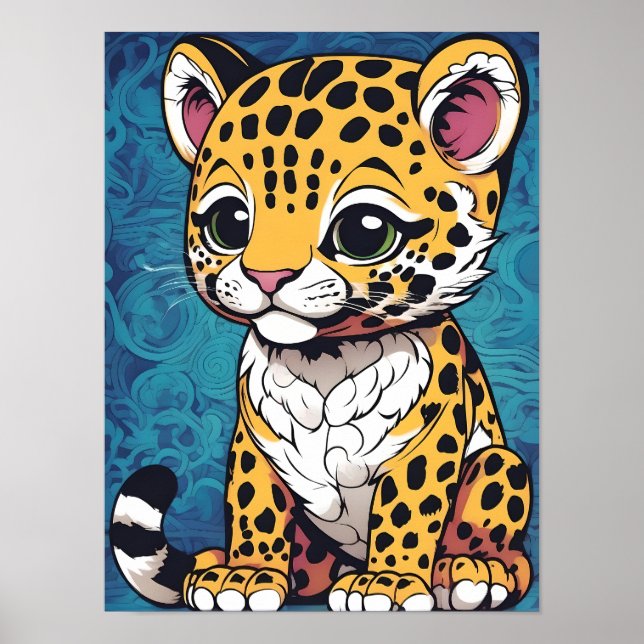 Poster Bebê Adorável Jaguar - A Beleza Feroz da Natureza (Frente)
