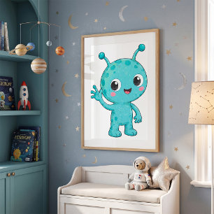 Poster Bebê Alien Espaço Monstro Fofo