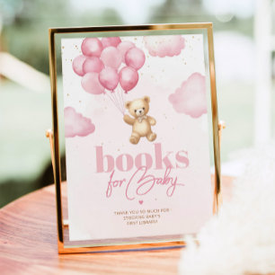 Poster Bebê-bê-balões rosa-de-ursinho Livros para bebê