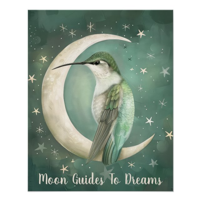 Pôster Bebê beija-flor dormindo na Lua (Frente)