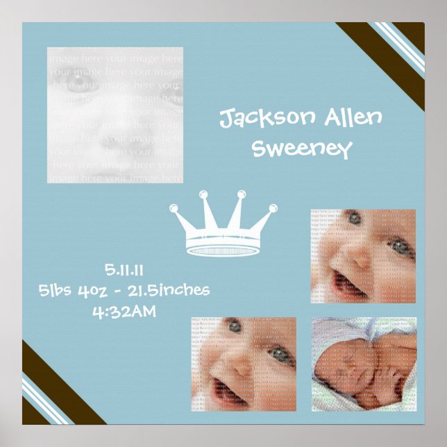 Pôster Bebê Blue King Collage Wall Art (Frente)