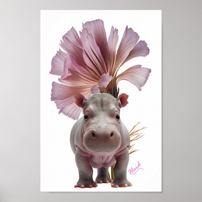 Poster Bebê bonito Hippo - AI (Frente)