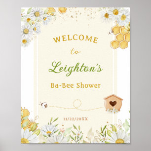 Poster Bebê-Bumblebee Pequeno Chá de fraldas Amarelo-Mel