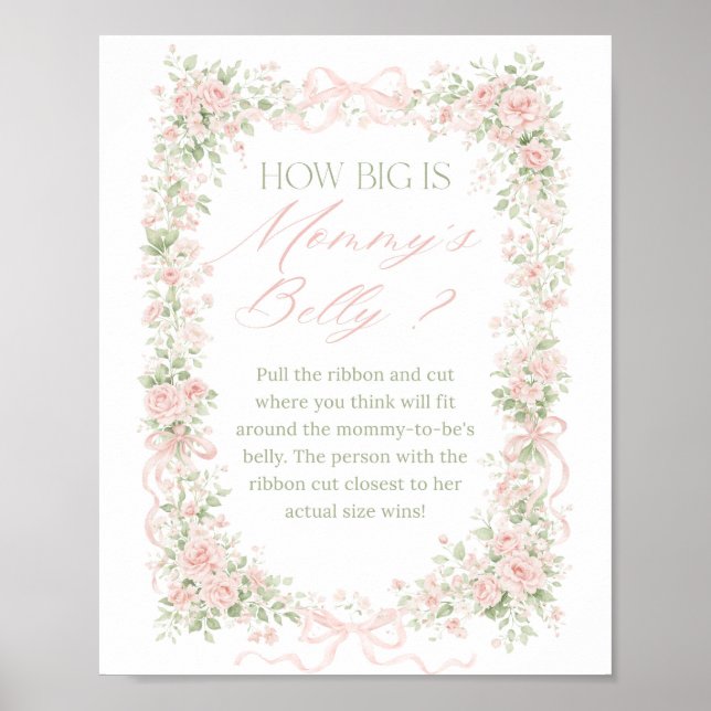 Poster Bebê com Laço Floral em Flor Menina Jogo de Barrig (Frente)