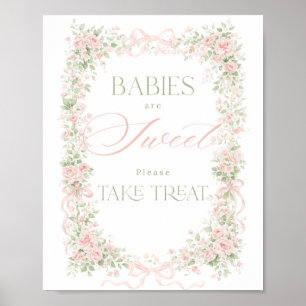 Poster Bebê com Laço Floral em Flor Menina Momosa Doce De