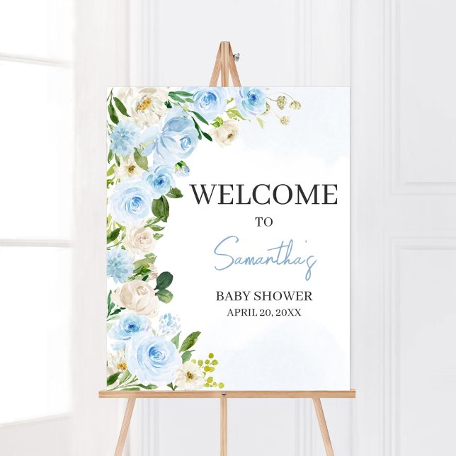 Poster Bebê de Bloom Chá de fraldas Bem-vindo (Spring Flowers Baby Shower Welcome Sign)
