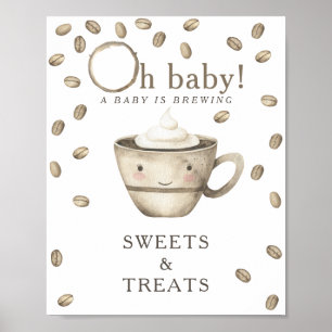 Poster Bebê de café de desenho animado chá de bebê DOCES