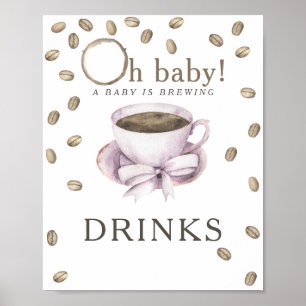 Poster Bebê de chá de bebê de café Drinks