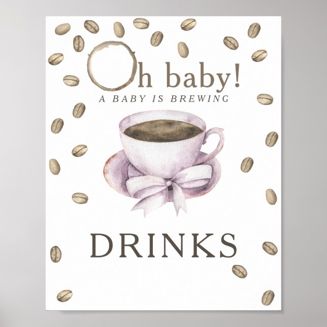 Poster Bebê de chá de bebê de café Drinks (Frente)