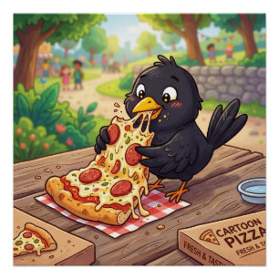 Pôster Bebê de desenho animado melro preto corvo gralha c