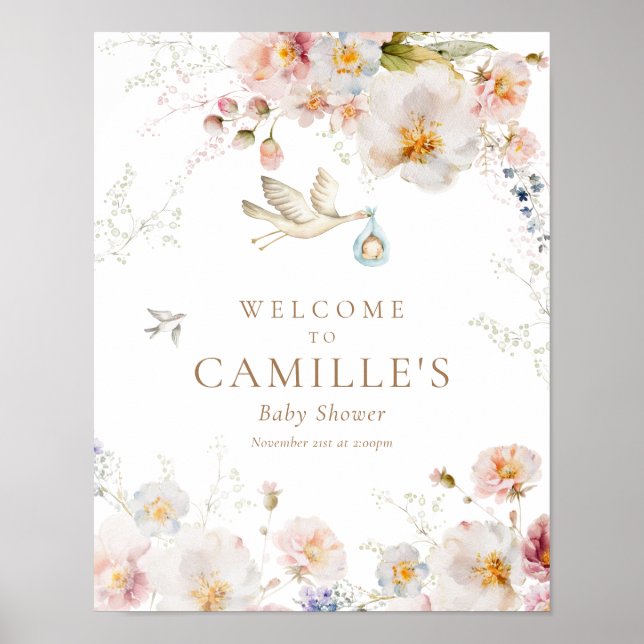 Poster Bebê de flor selvagem no Chá de fraldas Bloom Boy (Frente)