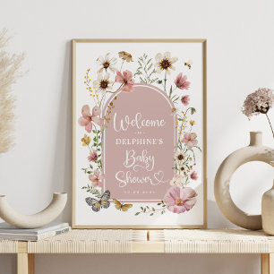 Poster Bebê de flor selvagem rosa poeirento em Chá de san