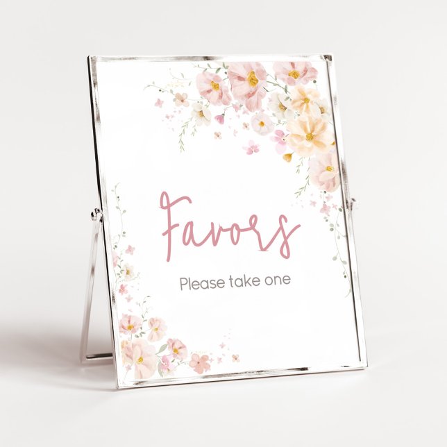 Poster Bebê de flor silvestre em favelas de Chá de fralda (Baby in Bloom Baby Shower Favors Sign)